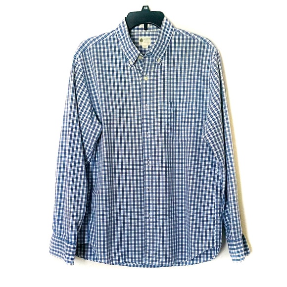 J. Crew Tailored Fit Long Sleeve Blue and White Shirt, Size Large - Picture 2 of 3